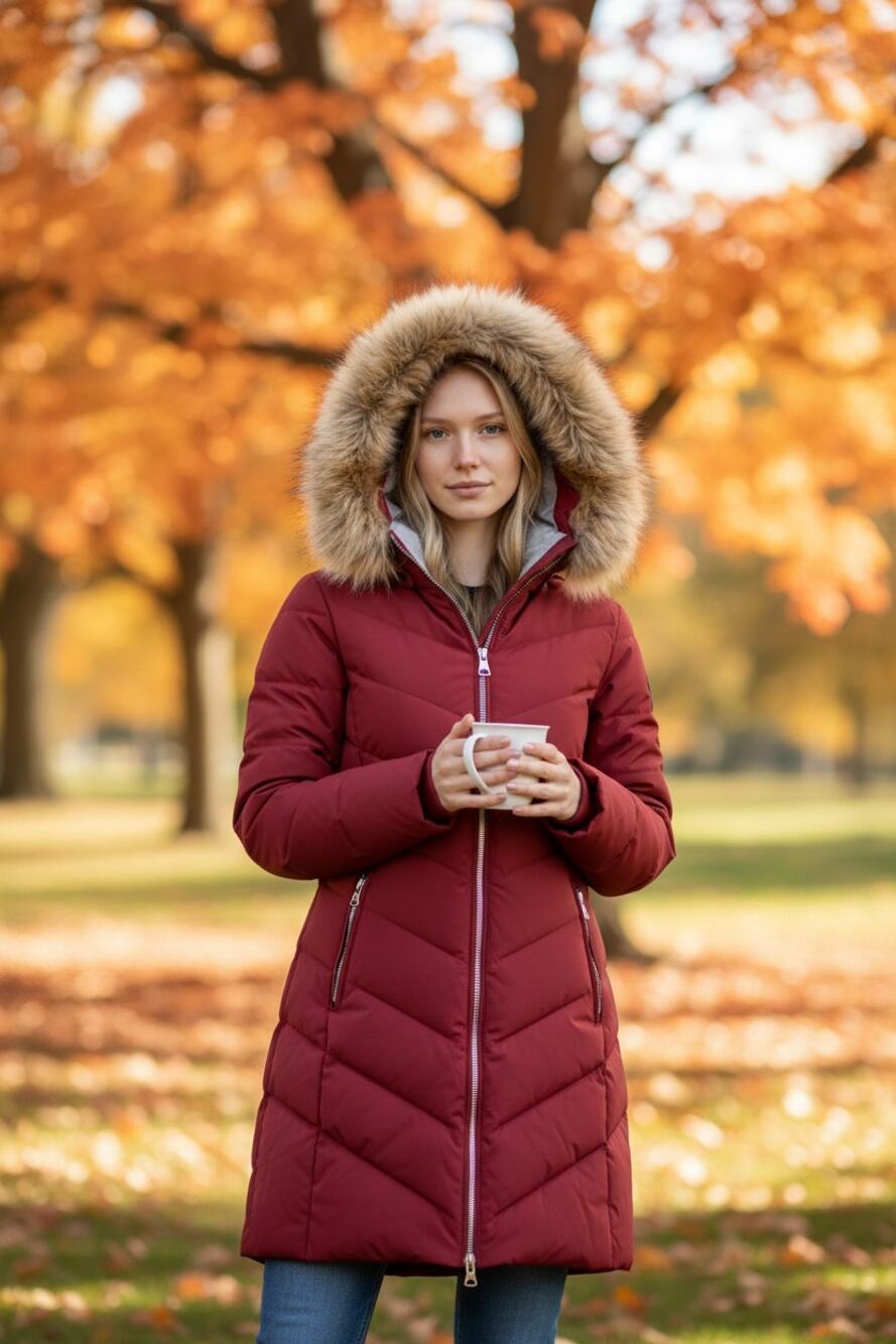 EDDIE BAUER Quilted Puffer Jacket Size M w/ Faux Fur Lined Hood Magenta Purple